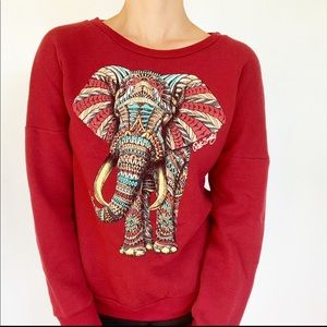 Riot Society red tribal print elephant sweatshirt size XS